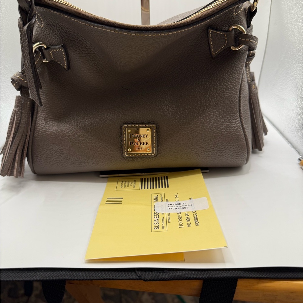 Dooney & Bourke Taupe pebble Leather Shoulder Bag